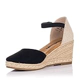 Suela antideslizante Refresh 79141, Sandalias con cuña Mujer, Negro, 38 EU