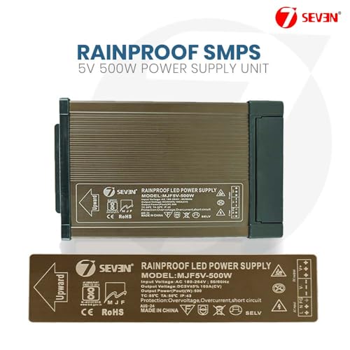 Image of 7SEVEN SMPS 5v Power Supply 100amp 500w Weather Proof Rainproof Suitable for LeD Signage, Strip Light, Decorate Lite, Microcontroller & Embedded Systems, Industrial Machine and Much More