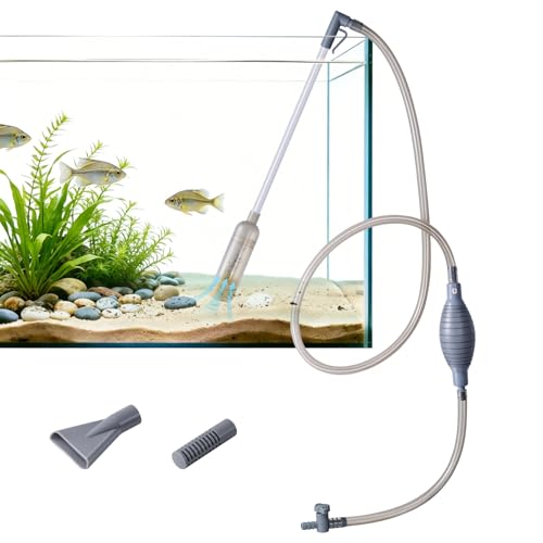FEDOUR 3-in-1 Aquarium Reiniger mit Vakuumfunktion Verstellbarer Mulmsauger für Aquarium Aquarium Kiesreiniger -Wasserwechsler und Sandwasch-Set mit Hand-Siphon-Schlauch und Verlängerungsrohr