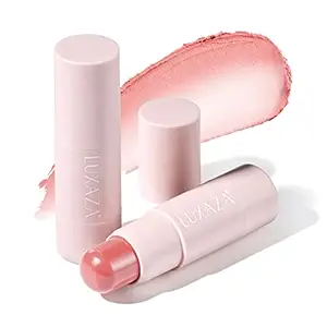 LUXAZA Cream Blush Stick Makeup for Cheeks, Natural Matte Lip and Cheek Makeup Stick Wand for Mature Skin, Lightweight Dewy Finish Creme Blush for Girls and Women, Blush (Matte) #01B Peachy-Pink