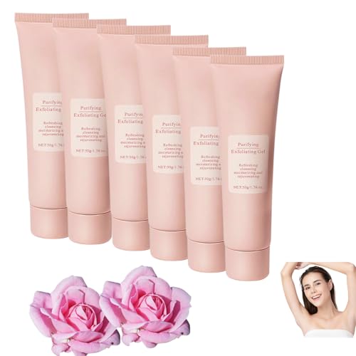 Gel exfoliante limpiador, limpiador facial y corporal suave, fórmula exfoliante natural para limpieza e hidratación profunda, seguro para pieles sensibles y adecuado para todo tipo de piel (6 unidades