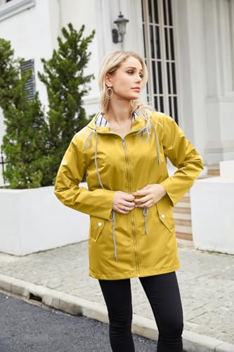 Womens Raincoat Waterproof Hooded Trench Coats Lined Windbreaker Active Travel Jacket with Pockets for Outdoor4
