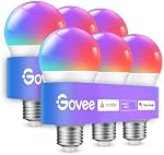 Govee Smart Bulbs, A19 LED Light Bulb, 800 Lumen, E26 Base, 6 Packs | Works with Matter Alexa & Google Assistant, RGBWW Color Changing Light Bulb, Music Sync, WiFi & Bluetooth Connection