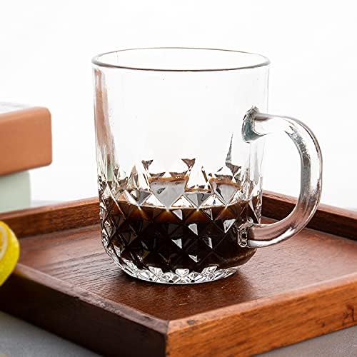 Image of Crystal Clear Glass Cup Tea-Coffee Cup 190 ML, Set of 2 Soup Mug Milk Cappuccino Mugs with Handles for Hot Jumbo Green Tea Cup, Hot /Cold Drinks, Glass Soup Bowl Multi-Purpose