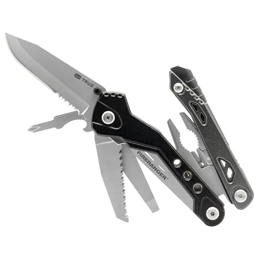 True Utility Fireranger - Multitool Messer - Mehrzweckmesser mit manueller Öffnung- Strapazierfähige Tragetasche für Outdoor-Survival, Camping, Angeln und Heimwerken