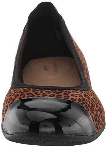 Clarks Womens Sara Orchid Ballet Flat, Dark Tan Leopard Suede, 8.5 Us #TOP1