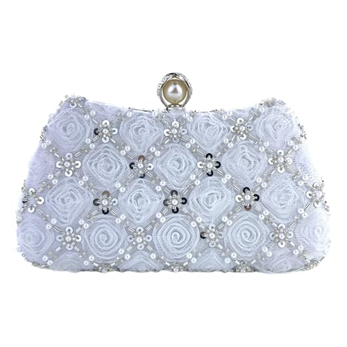 Pochette de soirée à paillettes dorées pour femme avec compartiment rigide chic