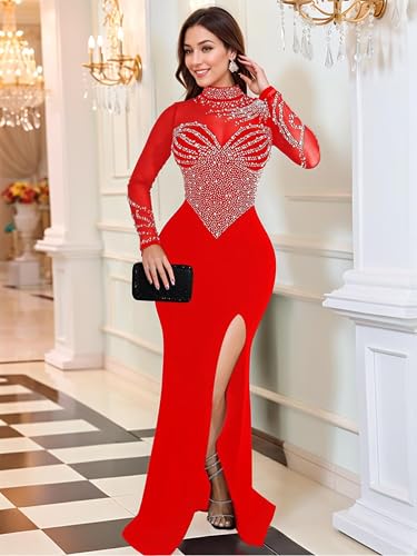 Image of Figdaw Rhinestone Embellished Formal Gowns and Evening Dresses for Women 2026