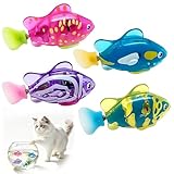 SKIKHN 4PCS Robot Fish, Funny LED Light Swimming Fish Toys, Swimming Fish Bath Toy with Self Moving Action, Electric Fish Toy, Cats and Dogs Interactive Pet Toy Swimming Baby Bath Toy Bathtub