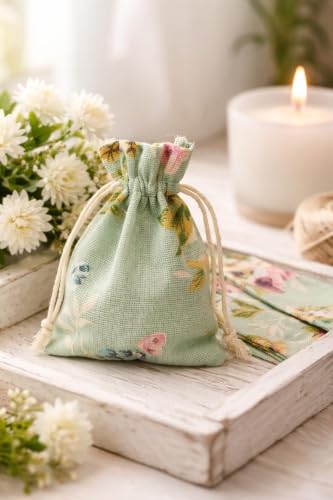 Image of SATYAM KRAFT 100 Pcs Jute Potli Bags for Wedding, Return, Festive Gifting | Eco-Friendly, Handmade Drawstring Bags for Jewelry, Sweets, Dry, Party Favors | Reusable & Biodegradable