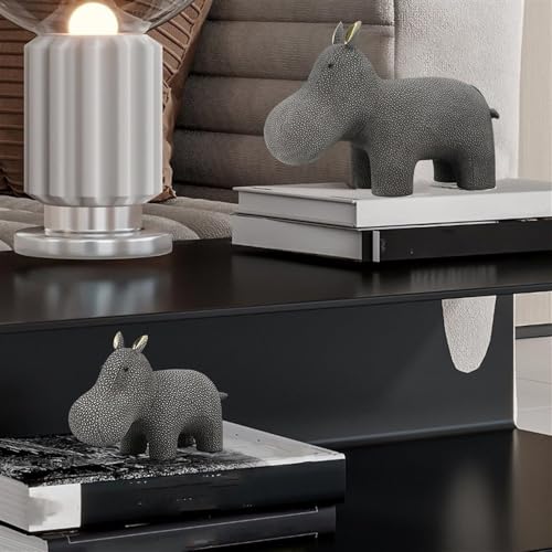 Statues décoratives Hippopotame Père et Fils en résine dorée - 6