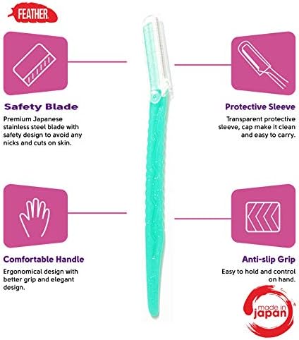 Feather Piany Sensitive Skin Face, Eyebrow, Upper-Lip Razor Trimmer Shaver Blade -3 Pieces Pack