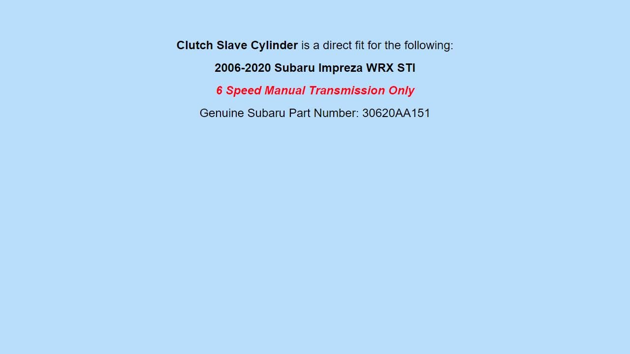 SUBARU クラッチシリンダーアセンブリ 30620AA151 Genuine OEM 2006-2020 For Subaru Impreza WRX STI Clutch