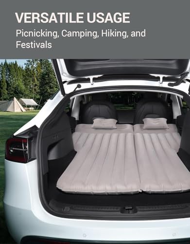 BASENOR 2024 Upgrade Tesla Bed Mattresses Portable Camping Air Bed Cushion for Tesla Model 3 Model Y Model S Model X Car Sleeping Mat with Electric Pump, Storage Bag Tesla Accessories 2017-2025 Gen 2