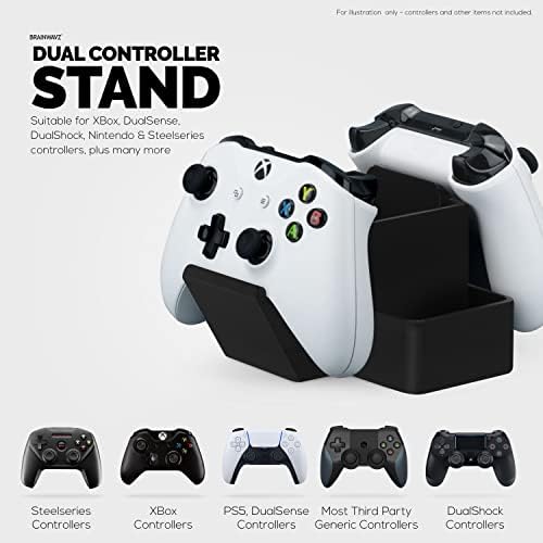 BRAINWAVZ Dual Game Controller, TV Remote Control & Stationary Storage Desktop Organizer Holder, Universal Design for Xbox ONE PS5 PS4 PC Gamepads, Reduce Clutter (D03) - 3