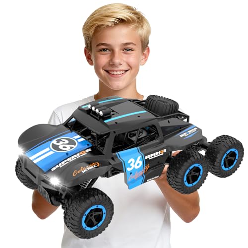 Coche teledirigido Grande Camión RC - 1:12 Coche teledirigido todoterreno 6WD Camión todoterreno para derrapes Coches RC de juguete con 2 baterías recargables Regalo de cumpleaños o Navidad