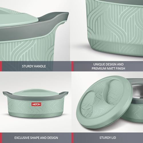 Image of MILTON Evoke 1500 PU Insulated Inner Stainless Steel Casserole, 1240 ml, Light Green, BPA Free, Food Grade, Hot and Cold, Easy to Carry, Easy to Store, Chapati, Roti, Curd Maker