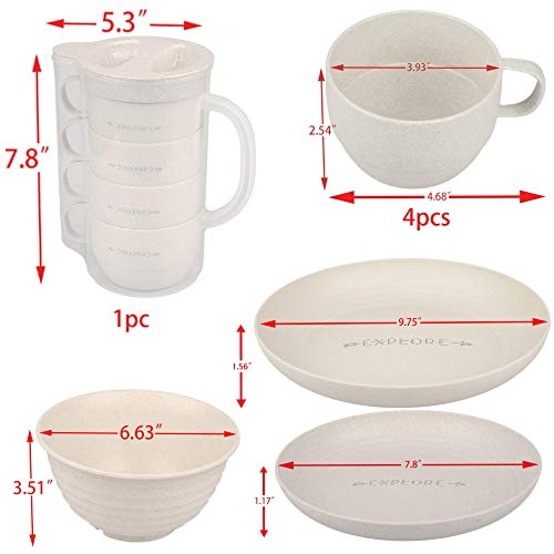 Wheat straw dinnerware sets RV dishes outdoor dinnerware sets