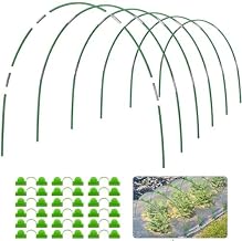 Garden Hoops 6 Set 7ft Grow Tunnel, 24pcs Greenhouse Support Hoops Rust-Free Frame for Garden Netting Raised Beds Row Cover Fabric, DIY Fiberglass for 2 & 3Ft Wide, 18pcs Clips-4mm