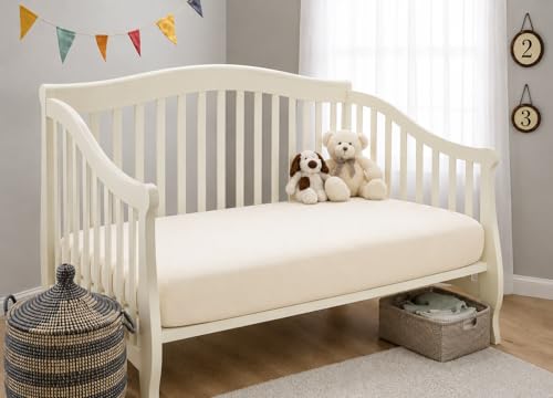 Image of American Baby Company Cotton Fitted Crib Sheet 52x28 inch, Ecru | 100% Natural Cotton Crib and Toddler Bed Sheets, Soft, Breathable & Hypoallergenic, Gentle on Skin, Neutral for Boys & Girls