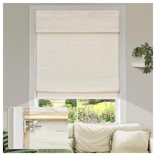 MiLin No Tools No Drill Cordless Roman Shades Privacy Linen Blackout Roman Window Natural Linen Fabric Blinds for Windows Treatment Bedroom Kitchen Living Room (River Oaks, 35 1/2" W x 60" H)