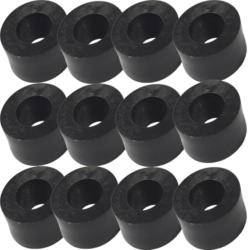 Image of M10 x 10mm Black Nylon Spacers Standoff Washers, Pack of 12 – Cylindrical Insulating Plastic Bushing for PCB, Electronics, Motherboard, Robotics & DIY