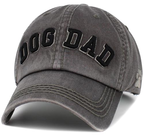Image of KBETHOS Dog Cat Mom Dad Theme Womens Baseball Cap Distressed Vintage Unconstructed Embroidered Patch Hat