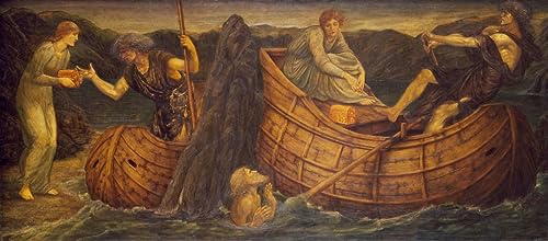 Póster de graffiti Psique y el barquero Edward Burne Jones cuadro lienzo 60x90cm