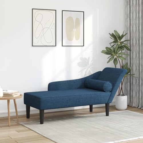 Canditree Chaise Longue Méridienne Côté Droit en Tissu, Fauteuil Relax Canapé Méridienne avec Accoudoir pour Salon, Appartement (Bleu)
