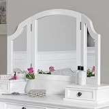 Statement Furniture Gainsborough Dressing Table Mirror, 3-Way Angle Adjustable, Arched Top, Wooden Frame, Large White Mirror, 105.5cm W x 60cm H x 2cm D