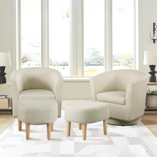 DAZONE Swivel Accent Chair Set of 2 with Ottoman, Modern