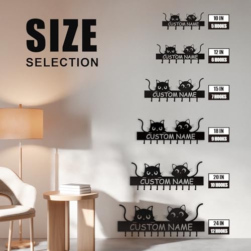 Personalized-Metal-Key-Holder-for-Wall-Cat-Key-Holder-Wall-Mount-Custom-Name-Cat-Coat-Key-Rack-with-Hook-Key-Hanger-Gifts-for-Cat-Lovers-Cute-Key-Holder-Organizer-for-Entryway-Bedroom-Decor