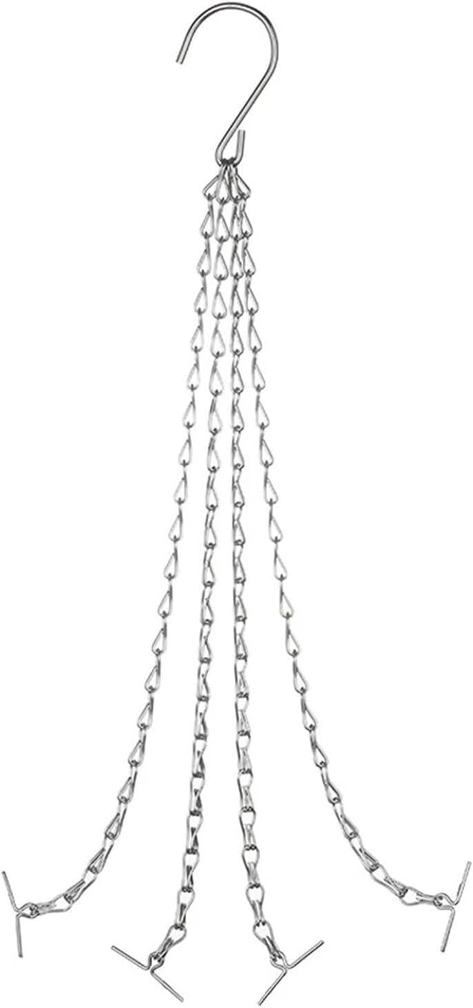 Vakorise Chains with hooks, Chain With Hooks Pot Plant Hanger Iron Ornaments Black Silver(Silver2)