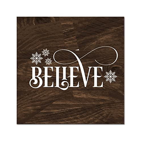 Plaque murale rustique en bois Believe pour décoration de maison 35x35 cm