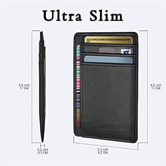Travelambo Front Pocket Minimalist Leather Slim Wallet RFID Blocking Medium Size