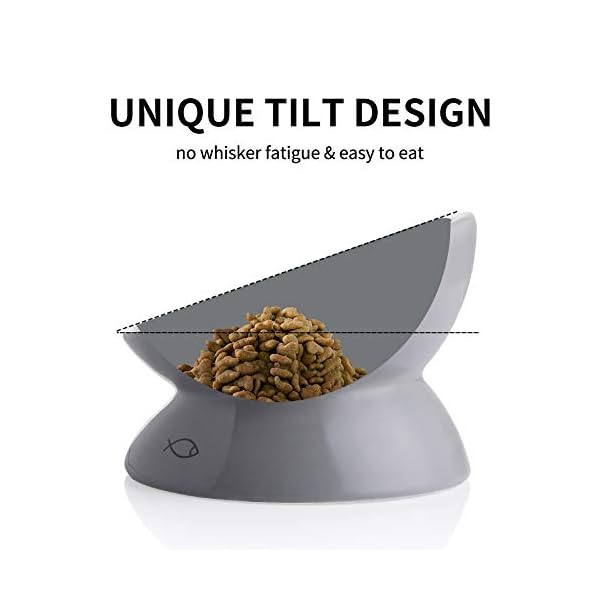 Sweejar Ceramic Raised Cat Bowls, Slanted Cat Dish Food or Water Bowls, Elevated Porcelain Pet Feeder Bowl Protect Cat’s Spine, Stress Free, Backflow Prevention (Gray) Sweejar Ceramic Raised Cat Bowls, Slanted Cat Dish Food or Water Bowls, Elevated Porcelain Pet Feeder Bowl Protect Cat’s Spine, Stress Free, Backflow Prevention (Gray)