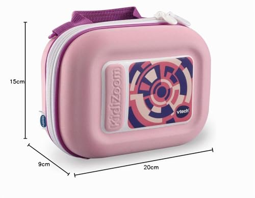 VTech - Sacoche Transport KidiZoom Rose, Accessoire Appareil Photo Enfant avec Compartiments de Rangement, Bandoulière Réglable, Compatible Tous Modèles, Cadeau Enfant Dès 3 Ans - Contenu en Français