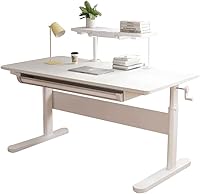 Vista 42 de FCD Escritorio ergonómico de madera de altura ajustable para niños con silla, mesa de dibujo, estación de computadora, estantería integrada
