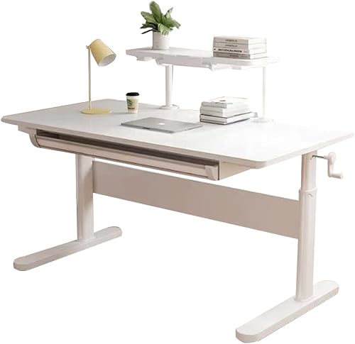 Miniatura 42 de FCD Escritorio ergonómico de madera de altura ajustable para niños con silla, mesa de dibujo, estación de computadora, estantería integrada