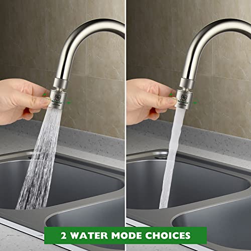 Nsf Certified Kitchen Sink Faucet Aerator - 360°Rotatable Faucet Sprayer Head Replacement, Water Saving Swivel Aerator With 2 Spray Models, 55/64 Inch-27Uns Female Thread - Brushed Nickel #TOP1