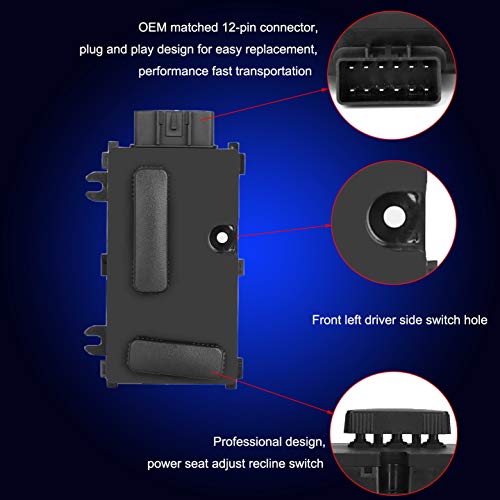 Kunttai 12450166 Driver Left 8 Way Power Seat Adjust Switch Recliner Switch Fit for 1999-2007 Chevy Silverado Avalanche Suburban Tahoe GMC Sierra Yukon Cadillac
