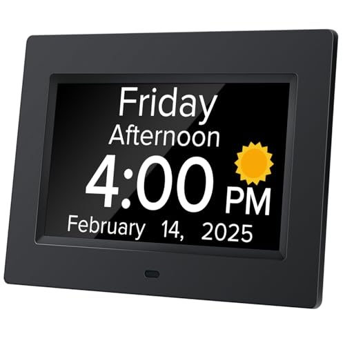 Mitoart Digital Alarm Clock with Date and Day of the Week for Dementia Seniors Multiple Alarm Games Auto SDT Designed Specifically for Seniors Black