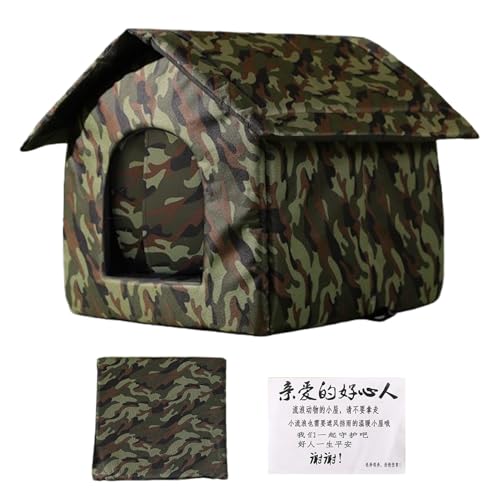 Refugio para gatos – Casa plegable de tela Oxford para gatos | Refugio para mascotas resistente a la intemperie | 450 g resistente al viento casa para mascotas, tienda de campaña para perros