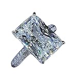 Fashion Zircon Ring 925 Sterling Silver CZ Ring Princess Cut Square Simulated 3 Carat Diamond Ring Shiny Full Diamond Two Row Dazzling Engagement Wedding Ring Promise Ring for Women (6)