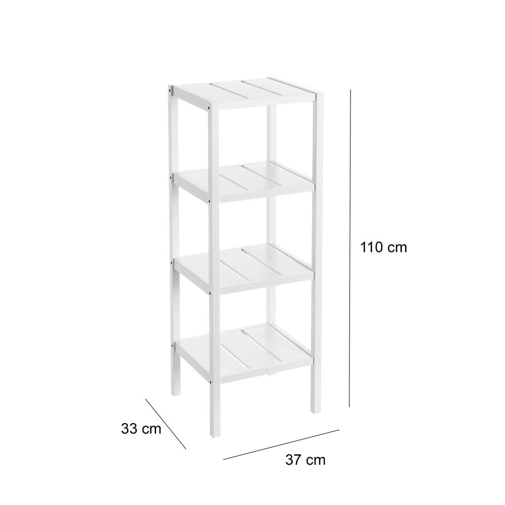 Scaffale da pavimento con 4 ripiani in MDF bianco 37 x 33 x 140 cm