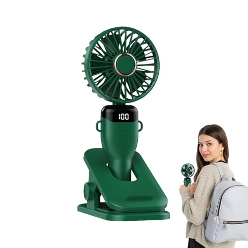 Ventilador personal | Pequeño ventilador portátil recargable por USB, pantalla digital ajustable de 5 velocidades, ventilador de escritorio para interiores y exteriores, dormitorio, camping, oficina