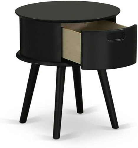 Miniatura 7 de East West Furniture Magnífico Gordon - Mesita de noche redonda con cajón, 19 x 19 pulgadas, color negro Negro -,Borgoña,Azul marino,gris (Urban