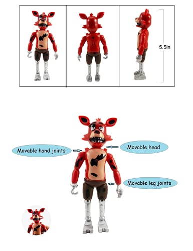 Lev 5 Fnaf Action Figures Toy Set Inspired By Five Nights At Freddy's Action Figures Freddy / Golden Freddy / Foxy / Chica / Bonnie Toys Gift Figure. Size 5-6 Inches, Multicolor #TOP3