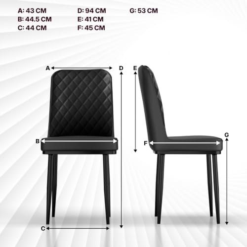 Image of IKON Premium Leather Dining Chair with Cushioned Seat & Metal Legs | Premium Accent Chair for Living Room, Bedroom & Balcony | D.I.Y (Classic Black)
