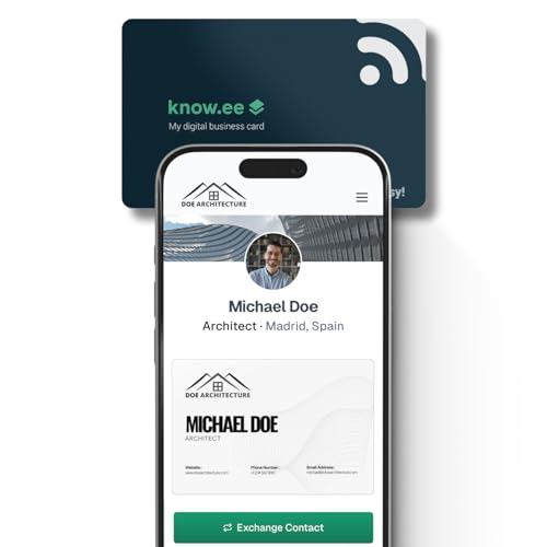 KNOW.EE Digitale Visitenkarte | NFC Smart Networking Karte + QR-Code | Tippen zum Teilen | Kompatibel mit iOS & Android